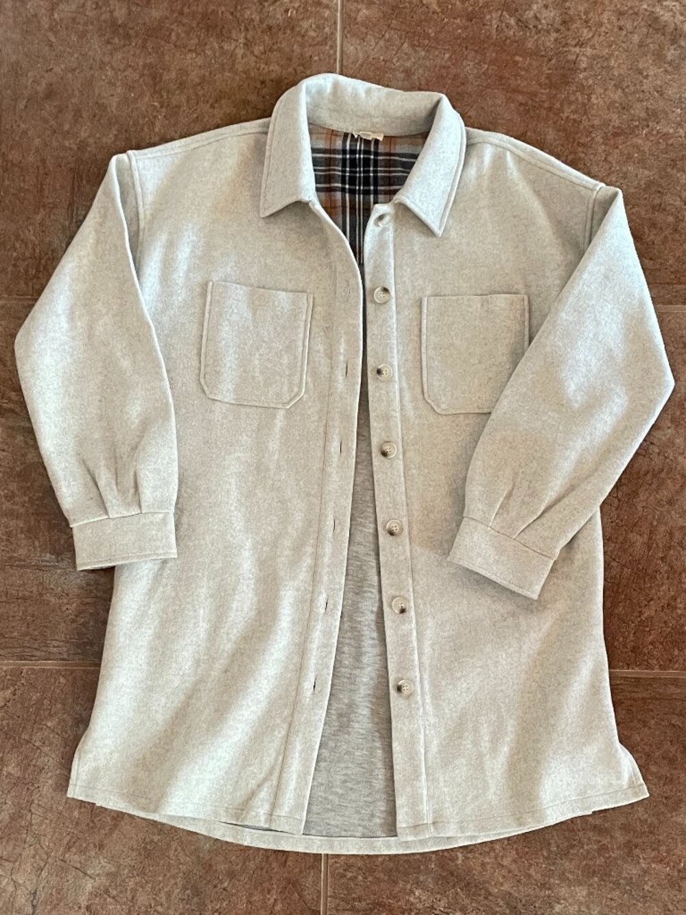 Hem & Thread Soft Gray Shacket Size M Lightweight Jacket